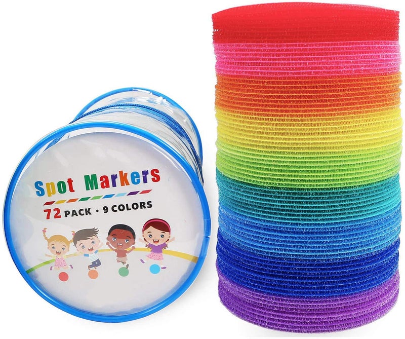 Aaskuu Carpet Floor Spots Markers, Circles Dots for Teachers and Kids, 4 Inch 72 Pack, Flexible Classroom Rug Mats for Preschool Kindergarten Organization - Image 1